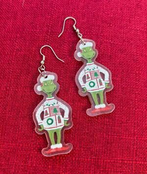 The Grinch Christmas Fashion Earrings - White Christmas Sweater